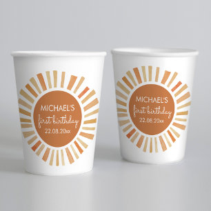 Sun Birthday, Sunshine 1st Birthday, Boho Sun  Paper Cups