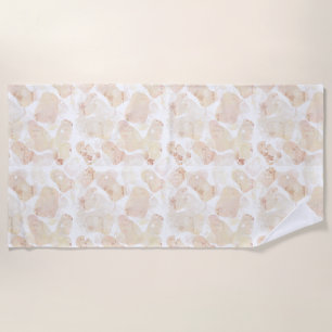 Sun-Bleached Coastal Blooms - Abstract Watercolor Beach Towel