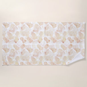 Sun-Bleached Coastal Blooms - Abstract Watercolor Beach Towel