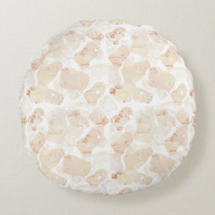 Sun-Bleached Coastal Blooms - Abstract Watercolor Round Cushion