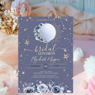 Sun,Blue Moon Roses Pastel Bridal Luncheon Invitation