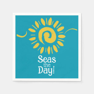 Sun Blue Yellow White Beach Seas Day Cocktail Napkin