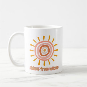 Sun Boho Art: "Shine from within" quote for self-e Coffee Mug