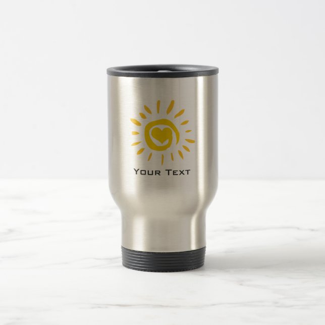 Sun; brushed metal-look travel mug (Center)