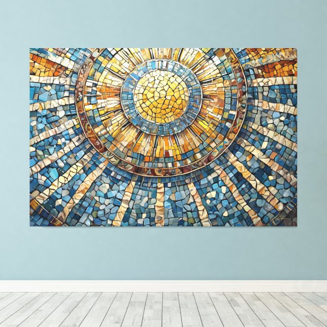 sun celestial mosaic 004 canvas print (Insitu(Wood Floor))