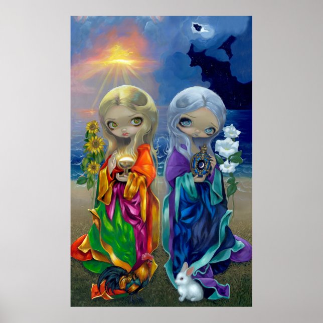 Sun Child and Moon Child ART PRINT fairy goddess (Front)