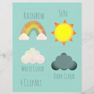 Sun Cloud Rainbow Weather School Project ClipArt Flyer