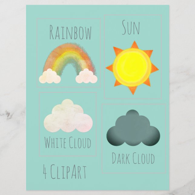 Sun Cloud Rainbow Weather School Project ClipArt  Flyer (Front)