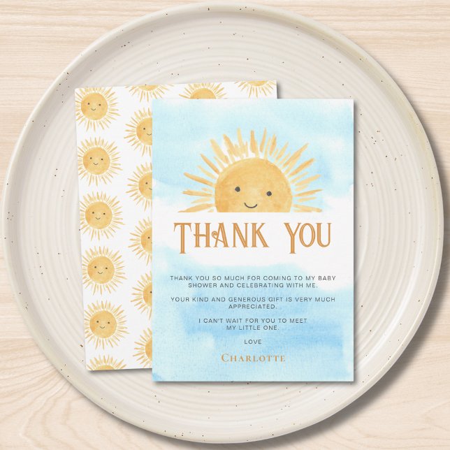 Sun Clouds Baby Shower Thank You Card (Creator Uploaded)