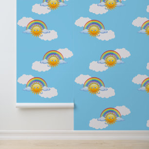 Sun, Clouds & Rainbows Design Wallpaper