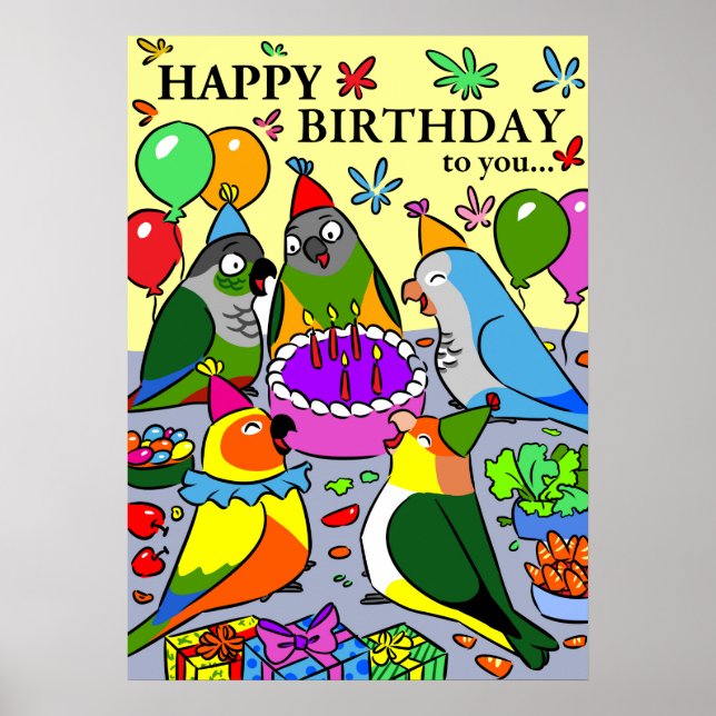 sun conure gcc quaker caique senegal parrot happy poster (Front)