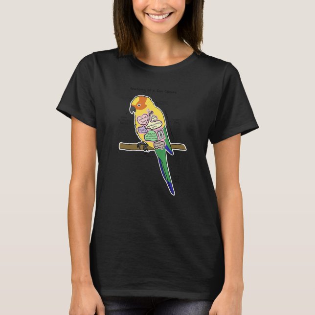 Sun Conure  Parrot  Anatomy Of A Sun Conure T-Shirt (Front)