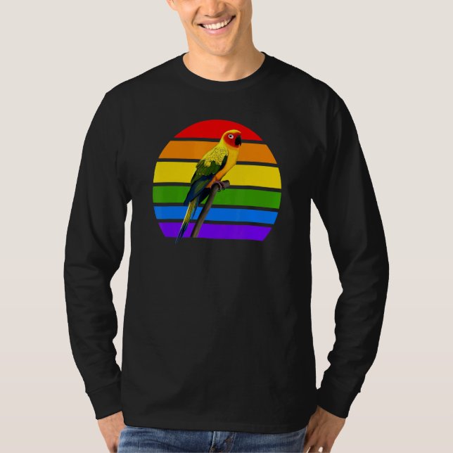 Sun Conure Rainbow Bird Birdwatcher Diversity Bird T-Shirt (Front)