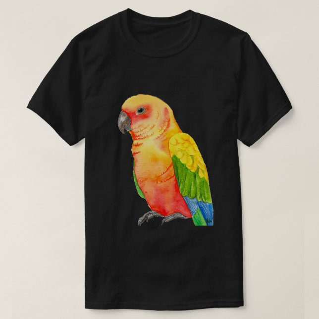 sun conure tropical parrot watercolor T-Shirt (Design Front)