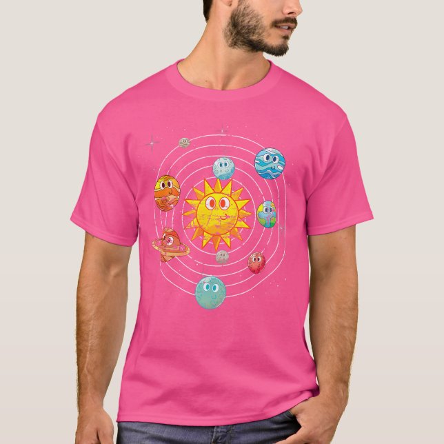 Sun Cute Planets Astronomer Outer Space Scientist  T-Shirt (Front)