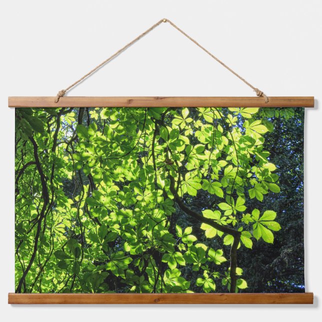 Sun Dappled Horse Chestnut Leaves Hanging Tapestry (Front)