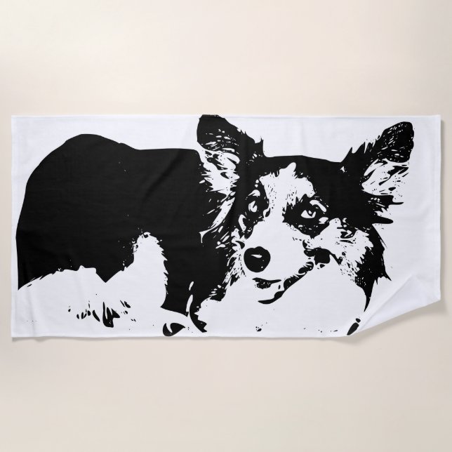 Sun-Day Corgi Mood Beach Towel (Front)