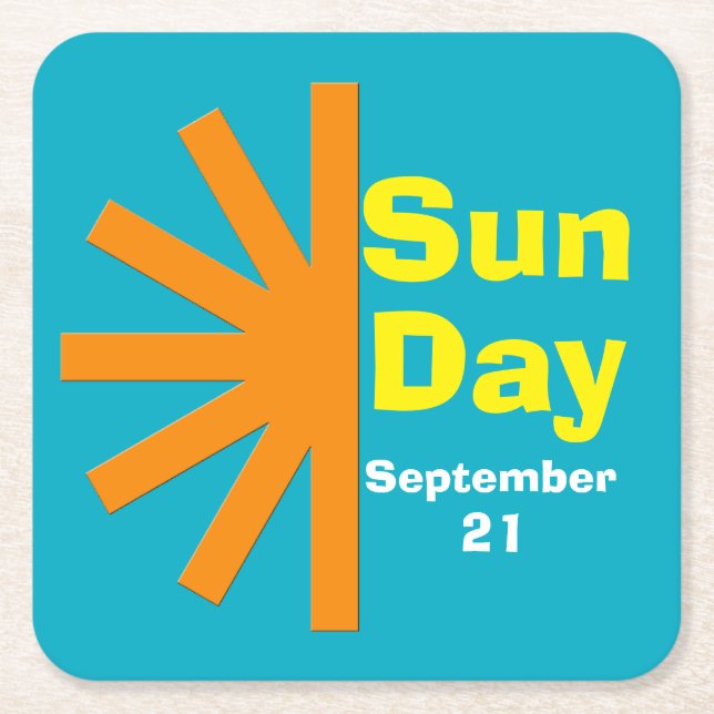 Sun Day For Solar Energy Square Paper Coaster (Front)