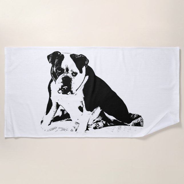 Sun Deck Bulldog Bold Beach Towel (Front)