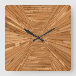 Sun Deck - Wooden Boxed In Illusion Square Wall Clock