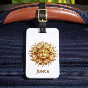 Sun design with contact info luggage tag
