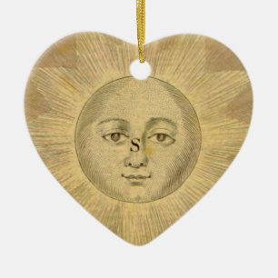 Sun Detail from Antique Bowles Map, circa 1780 Ceramic Tree Decoration