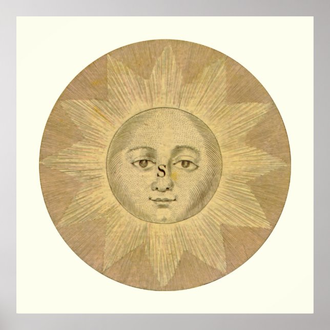 Sun Detail from Antique Bowles Map, circa 1780 Poster (Front)