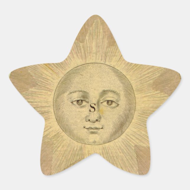 Sun Detail from Antique Bowles Map, circa 1780 Star Sticker (Front)
