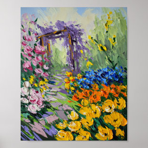 Sun-Drenched Garden Pergola Oil Painting Poster