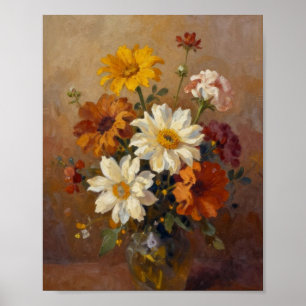 Sun-Drenched Harvest: A Textured Still Life of Aut Poster