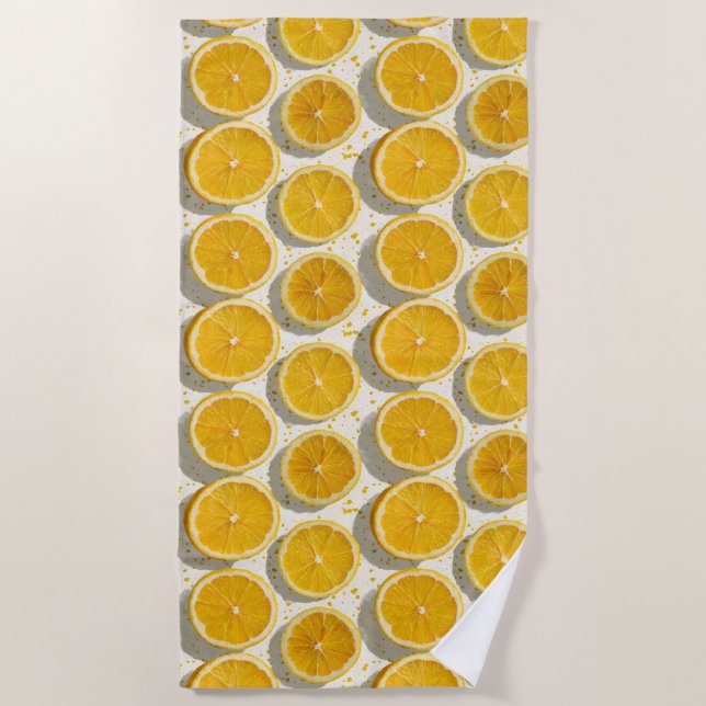 Sun-Drenched Orange Slice Pattern Beach Towel (Front)