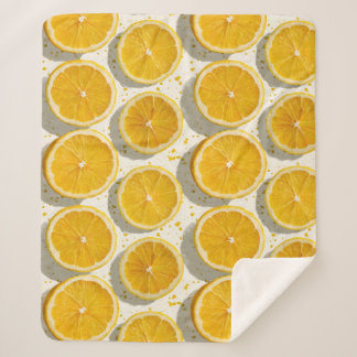 Sun-Drenched Orange Slice Pattern Sherpa Blanket