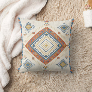 Sun-Drenched Terracotta and Blue Desert Kilim Cushion