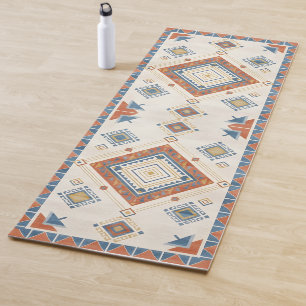 Sun-Drenched Terracotta and Blue Desert Kilim Yoga Mat