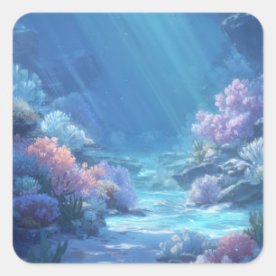 Sun Drenched Underwater Coral Reef Sanctuary Square Sticker