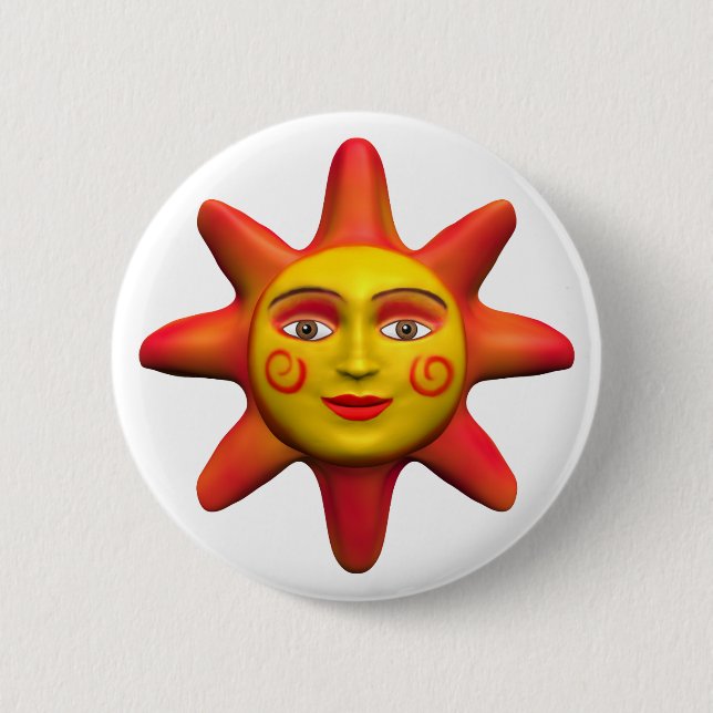 Sun face 6 cm round badge (Front)