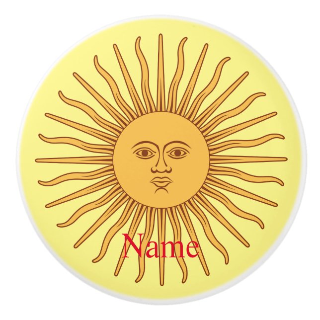Sun face Art Illustration Thunder_Cove Ceramic Knob (Front)