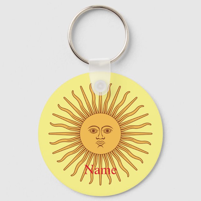 Sun face Art Illustration Thunder_Cove Key Ring (Front)