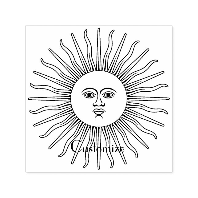 Sun face Art Illustration Thunder_Cove Self-inking Stamp (Design)