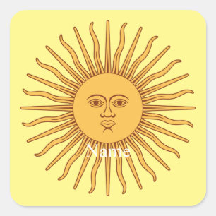 Sun face Art Illustration Thunder_Cove Square Sticker