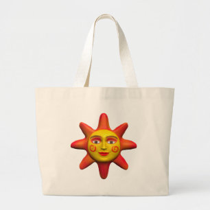Sun face large tote bag