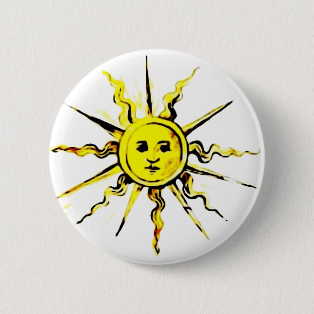 sun face - lost book of nostradamus 6 cm round badge (Front)