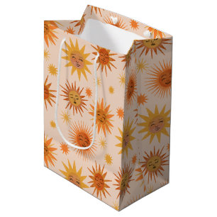 Sun Face Orange Watercolor Illustration Medium Gift Bag