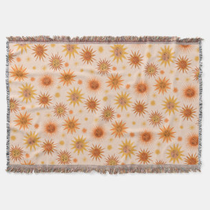 Sun Face Orange Watercolor Illustration Throw Blanket