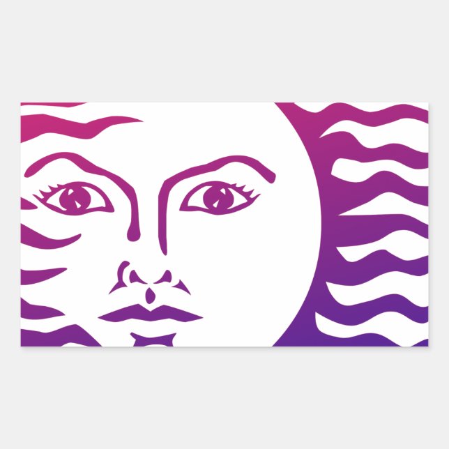 Sun Face Rectangular Sticker (Front)