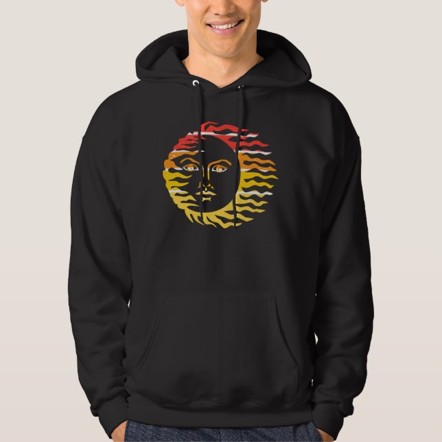 Sun Face Retro Art  Hoodie (Front)