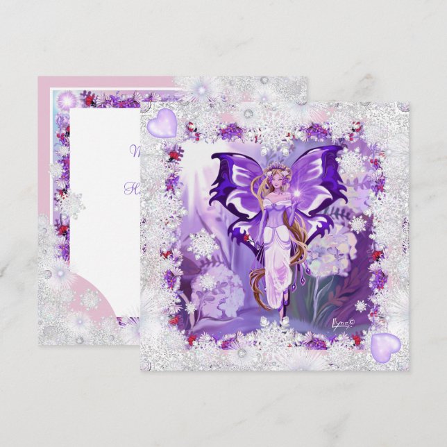 sun Fairy & snowflakes christmas card (Front/Back)