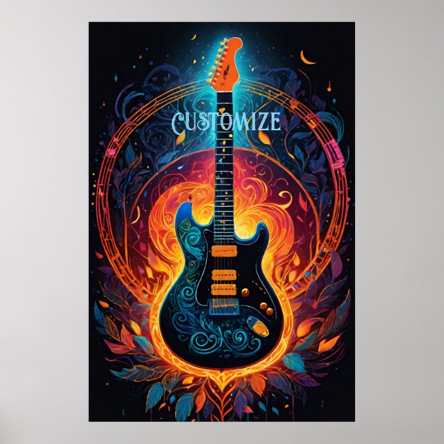 Sun Fire Electric Guitar Poster (Front)