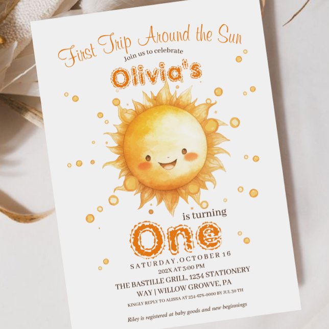  Sun First Birthday Party Rustic Kids  Invitation (Creator Uploaded)