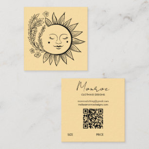 Sun Floral Boho Line Art QR Code CUSTOM HANG TAG